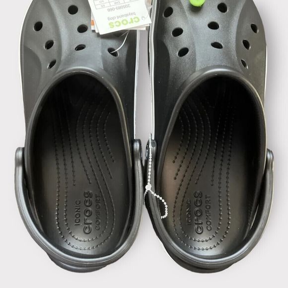 Crocs 205089 066 Men's Size 11 Black & White Bayaband Slip On Clogs - Picture 2 of 5
